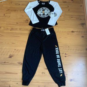 AC/DC girl jogger sleep set. Flame resistant.